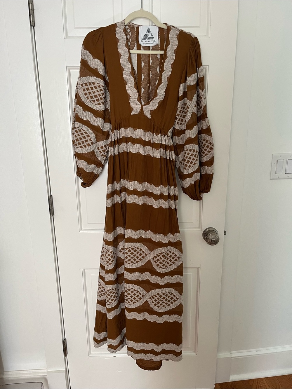 Pearl & Caviar Brown & Cream Printed Maxi Dress